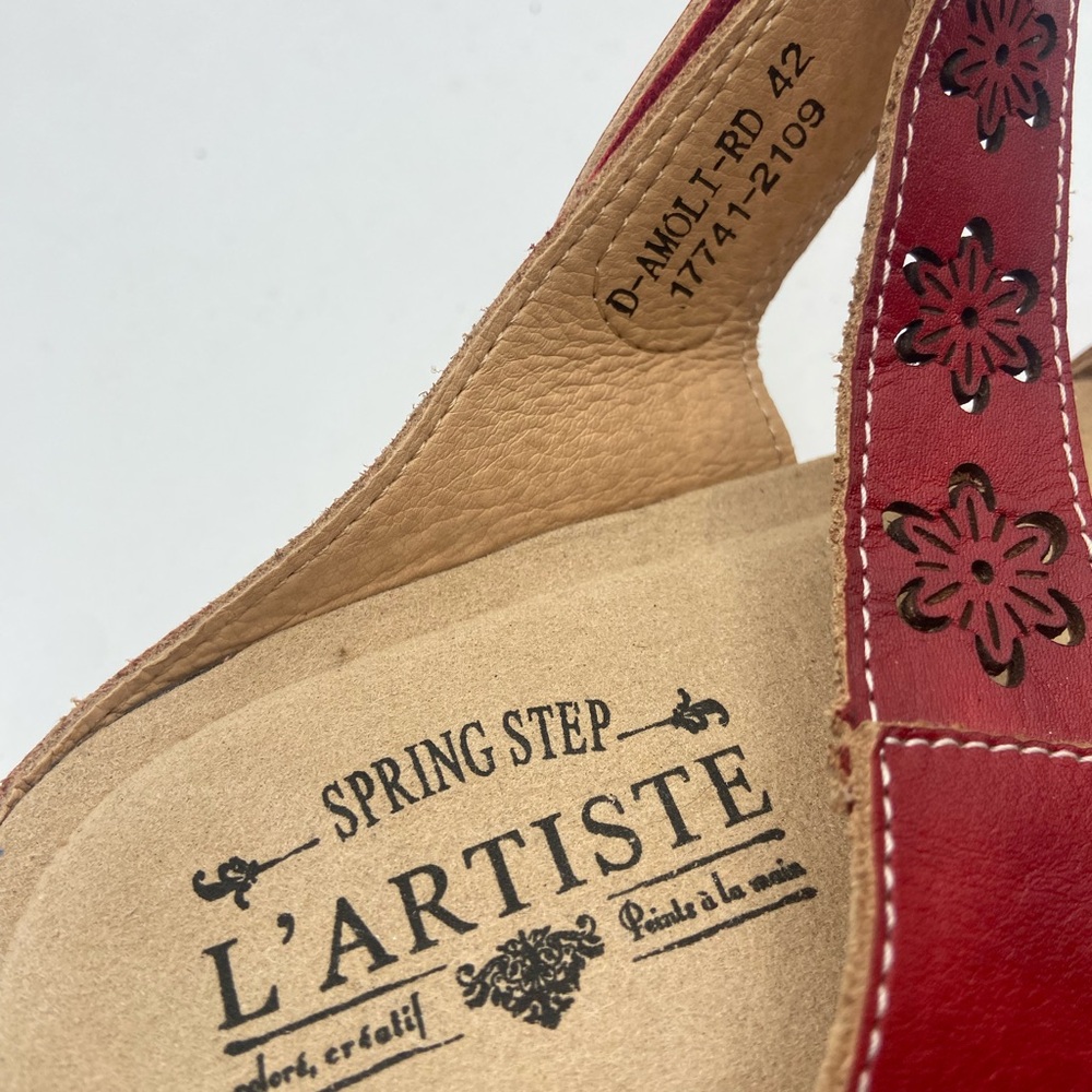 Spring Step Red Mules with Perforated Leather Design - Picture 10 of 15